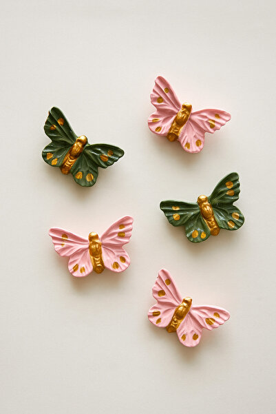 Louve Store 6’lı Yeşil Pembe Kelebek Buzdolabı Magneti , Fotoğraf Tutucu Magnet