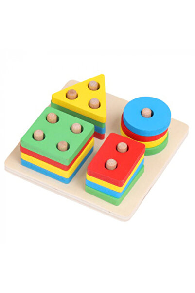 Nurio Wooden Toy - Matching and Stacking 4 Geometric Shapes