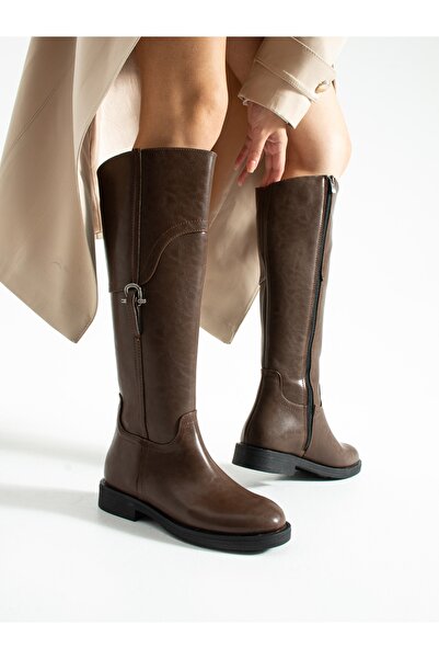 ALEMDAR AYAKKABI Cizme de damă CURSOR maro cu detaliu cu cataramă
