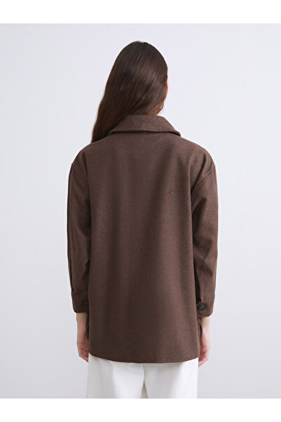 LC Waikiki Brown Oversize Women's Lumberjack Shirt Jacket