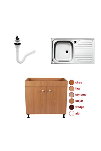 Tempo Set, Masca Chiuveta Fag, 80 cm X 50 cm X 80 cm, Chiuveta bucatarie, Sifon scurgere