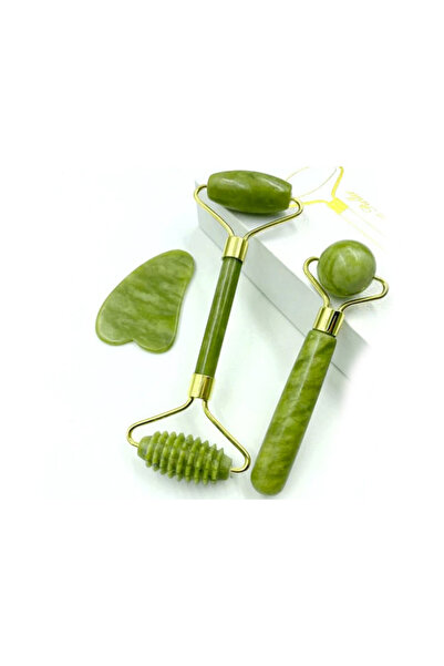 Savonia Set Complet de Masaj Jad: Rolă Facială și Corporală + Piatra Gua Sha