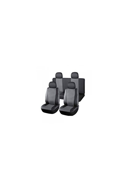 CED AUTO TRADE Universal Car Seat Covers Set, 10 Pieces, Black with Gray -Leather
