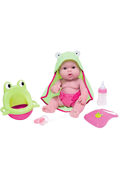 JC TOYS Papusa Set de baie cu bebe in prosop broscuta 30 cm