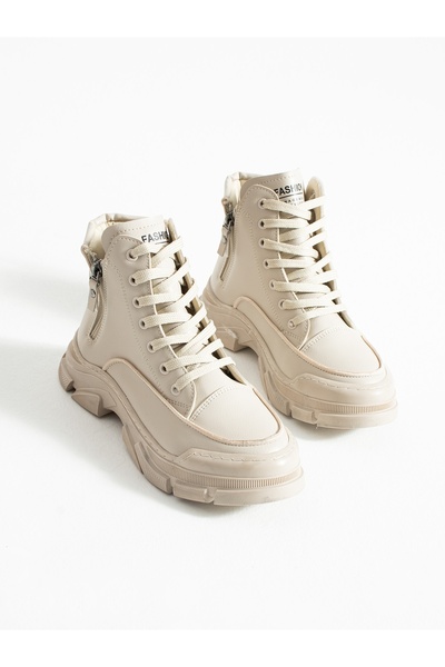 ALEMDAR AYAKKABI JOUR Krem Dikişli Taban Kadın Bot