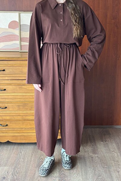 Ceylan Otantik Σετ παντελόνι και φαρδύ παντελόνι Bitter Brown Single Jersey