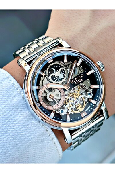 JG. Polo Club Steel Band Steel Case 5 Atm Water Resistant Automatic Men's Wri...