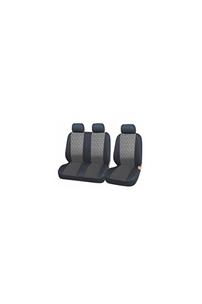 CED AUTO TRADE Set of Universal Front 2+1 Car Seat Covers, Black/Grey, -Leather