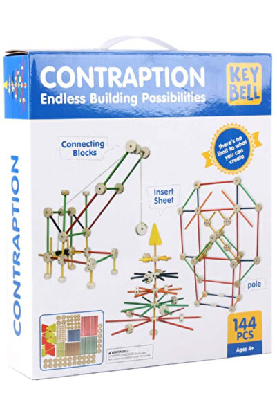 Nurio Wooden Blocks and Construction Sticks - 144 pieces Montessori