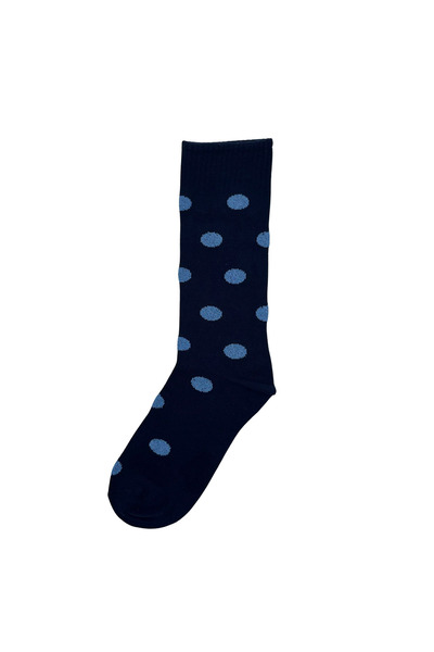FENRA STUDIO Blue Polka Dots Navy Blue Cotton Women's Socks