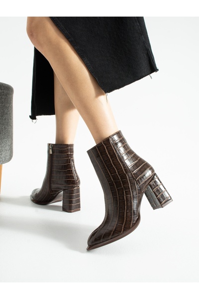ALEMDAR AYAKKABI NOTTE Kahve Krokodil Desenli Kadın Bot