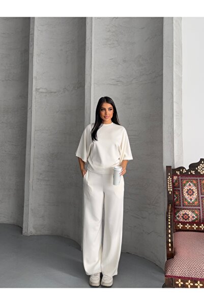 R&G RIMANERE GIOVANI طقم نسائي مكون من قطعتين من قماش المودال مع حزام