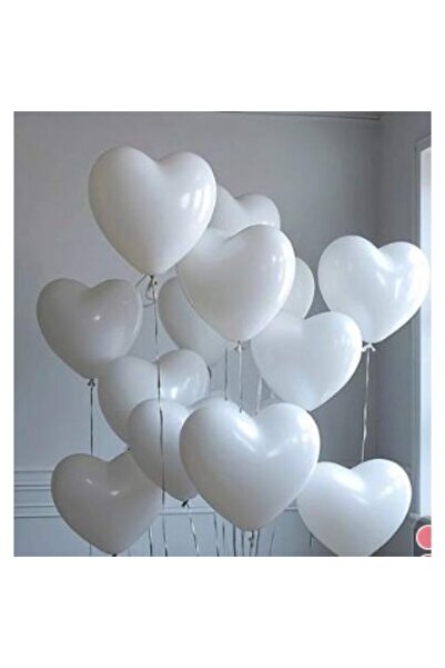 Flippy Комплект от 10 бели балона във формата на сърце, 25 см