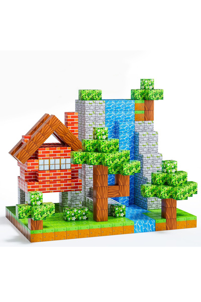 SARALMA Magnetic Building Blocks, 184 pieces, compatible with Minecraft, STEM educational toy