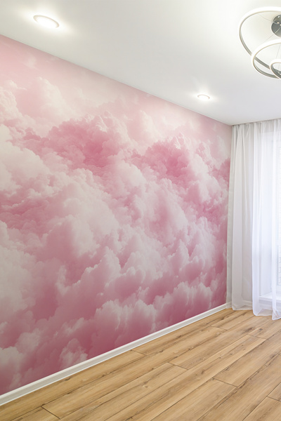 dreamwall Pembe Bulut Desenli Tekstil Duvar Kağıdı