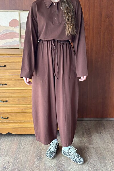 Ceylan Otantik Σετ παντελόνι και φαρδύ παντελόνι Bitter Brown Single Jersey