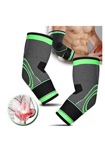 Elit Green Colored Knitted Elbow Pads Are Adjustable. Compressive Sleeve. Non-Slip. Suitable for All Sports
