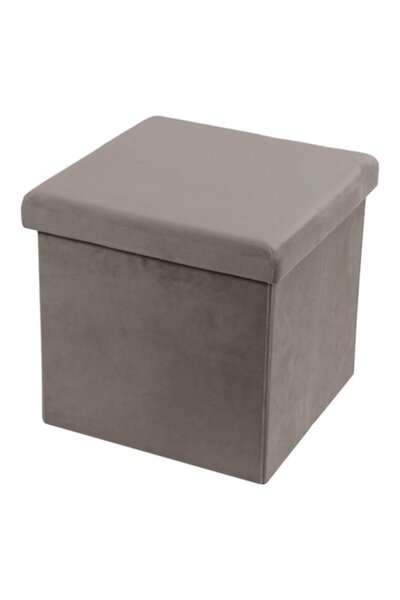 SHOPIENS Tavan otoman de depozitare Shopiens®, catifea taupe, 38x38x38 cm