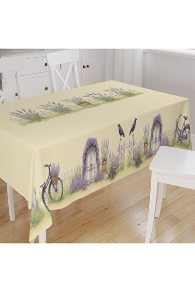 Else Dekor Față de masă de bucătărie din țesătură din piele intoarsa cu imprimare digitală cu model de flori sălbatice de lavandă violet