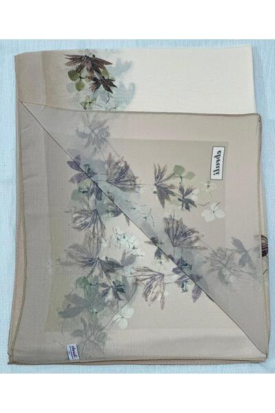 Shawl Passion Flower Pattern Cotton Poly Cream Shawl