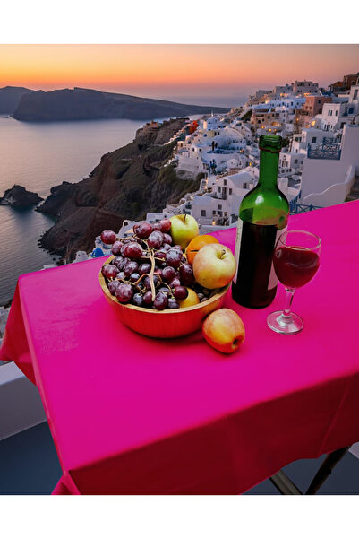 Exve Exclusive Fuchsia Plain Happy Cotton Woven Eco-Friendly Camping Caravan Tablecloth 150 cm