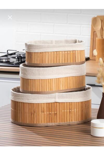 MEYA PİNE Σετ 3 Καλάθια Μπαμπού / Σετ Καλάθι Μπαμπού πολλαπλών χρήσεων
