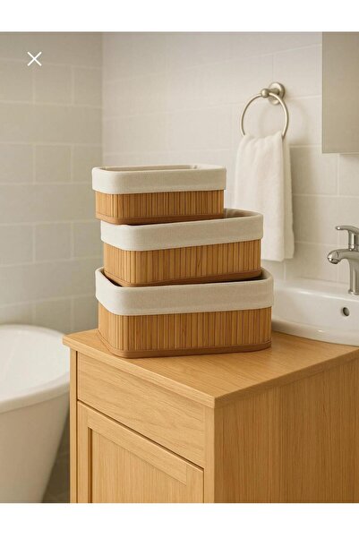 MEYA PİNE Σετ 3 Καλάθια Μπαμπού / Σετ Καλάθι Μπαμπού πολλαπλών χρήσεων