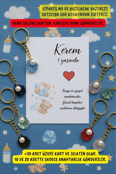 Emtory Home Rengarenk İstiridye Anahtarlık 10 Adet - Doğum Günü Hediye - Diş ...