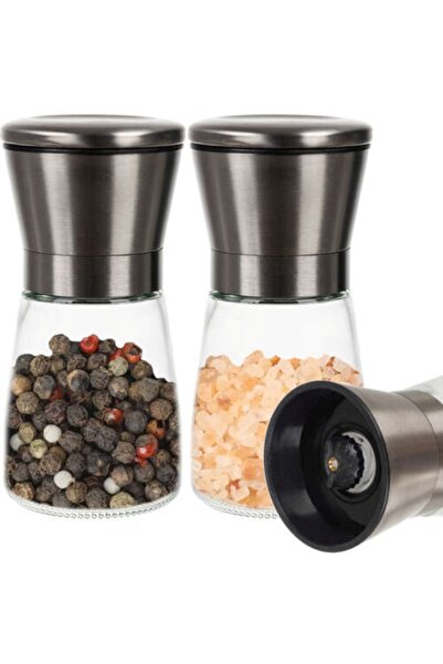 KESNUP Set de 2 râșnițe manuale din oțel inoxidabil, argintii, 190 ml