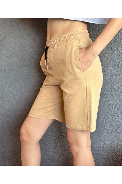 Gönülden Tasarım Milk Coffee Combed Cotton Women's Shorts Size S