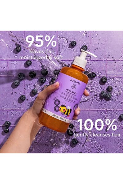 Apivita Mini Bees Blueberry and Honey Shampoo for Children, 500 ml