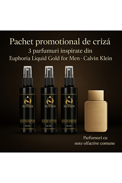 Nuvien Set of 3 Perfumes 50ml – Inspired by Euphoria Liquid Gold For Man C.K.