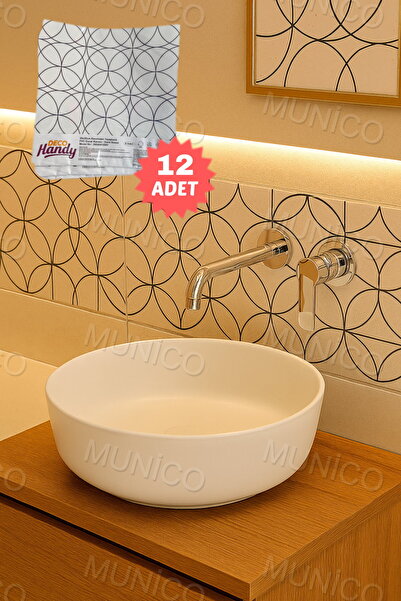 Munico 12 Adet 30x30cm Geometrik Modern Su Geçirmez Duvar Çıkartmaları Kendinden Yapışkan Fayans Etiket