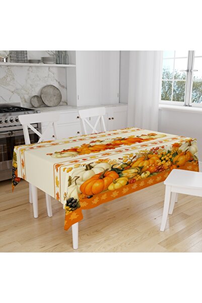 Else Dekor Față de masă de bucătărie din țesătură din piele de căprioară cu imprimare digitală cu model de dovleci de toamnă