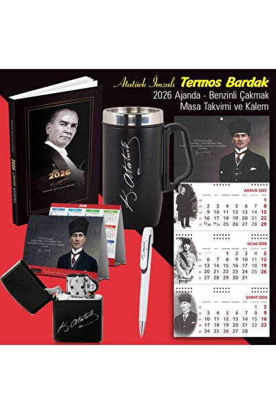 Halk Kitabevi Atatürk İmzalı 2026 Ajanda - Termos Bardak - Duvar ve Masa Takv...