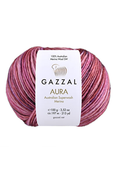 Gazzal Aura El Örgü İpi 50 gr 115 mt El Boyaması Alpaka Yün Akrilik Karışımlı 163