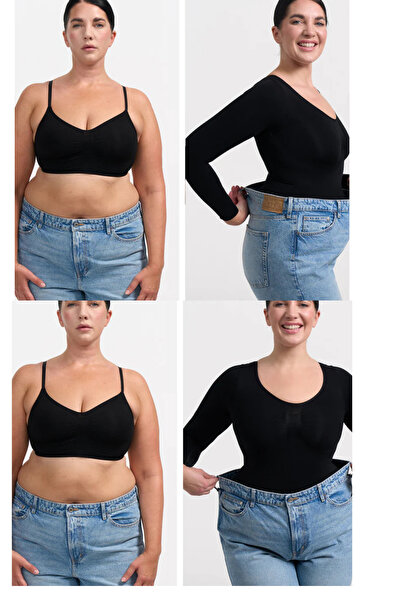 FANLEY Жіночий безшовний корсет-боді з довгими рукавами – підтягуючий, для талії, для формування фігури