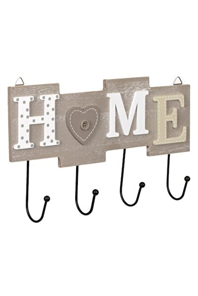 SHOPIENS Suport de perete HOME din lemn cu 4 cârlige Shopiens® 28x16.5 cm