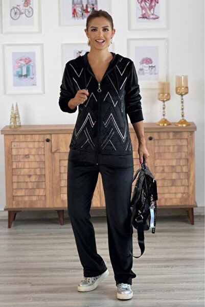 Nevin Kaya Moda Μαύρο βελούδινο σετ