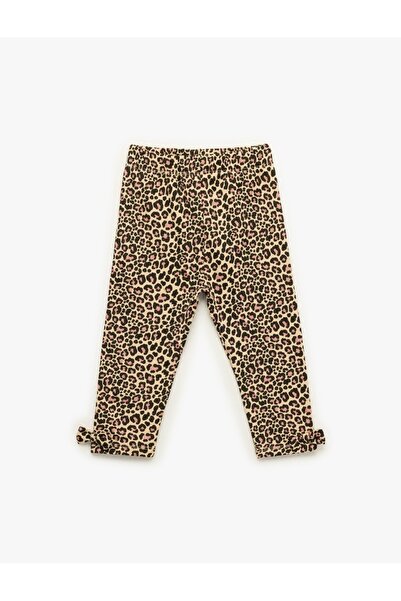 Koton Leopard Patterned Bow Cotton Long Leggings