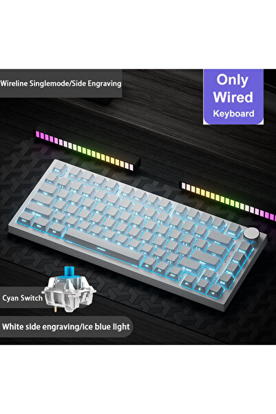 Ajazz AK820 White1 AK820/AK820Pro Gaming Mechanical Keyboard Bluetooth 5.1/Wi...