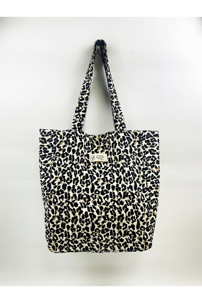 KOSTEBAG Leopar Desenli Kanvas Bez Çanta 35x40x15cm 300gr Kanvas Kumaş