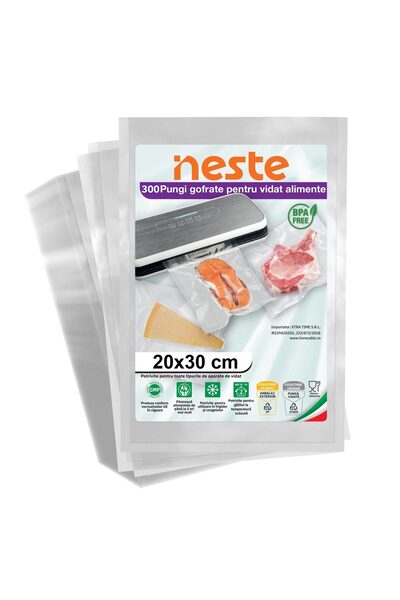 Neste Pachet 300 Pungi Vidat Gofrate pentru alimente, Neste® Professional, 20x30 cm