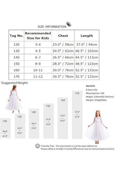 IWEMEK Rochie de seara pentru fete, din dantela si tul, , alb, marimea 170, model 1,