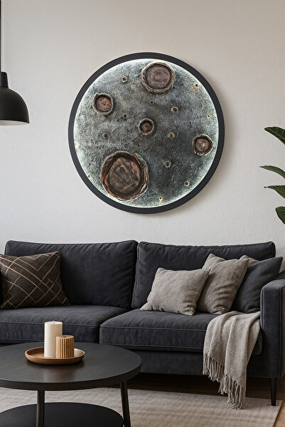 veraninfircasi Ay Yüzeyi Tasarımlı LED Işıklı Dekoratif Duvar Tablosu