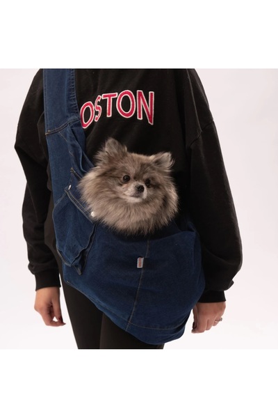 Pawstar Lacivert Denim Crossbody Köpek Taşıma Çantası