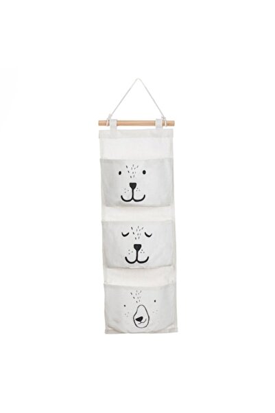 SHOPIENS Hanging Storage Organizer for Kids Shopiens®, with 3 Compartments, Bear Design, 20 x 58 cm
