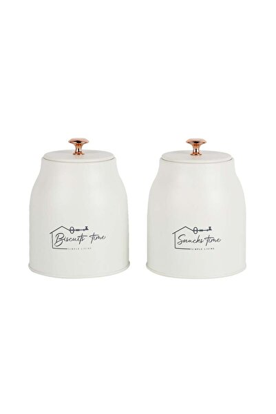 Danube Home Adrian 2-Piece Metal Storage Box Beige – Stackable & Stylish Kitchen Containers, 1500ml