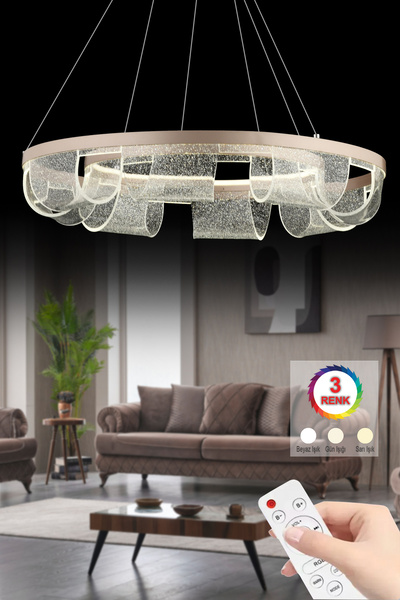İstanbul Avize Casper Gold 3 Renk Gold 3 Renk Led Modern Ledli Avize