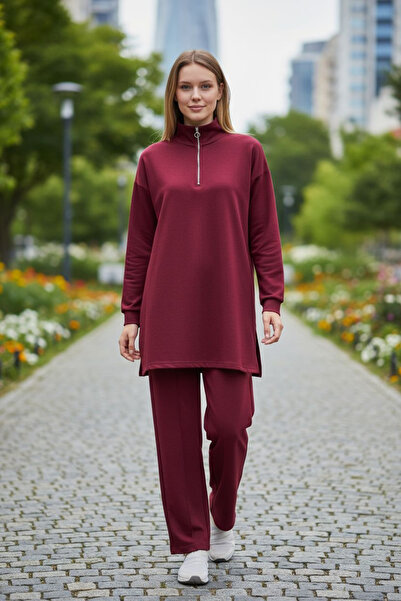 ENDAMIM Wide-Leg Comfortable Sport Set with Zippered Pantaloons
